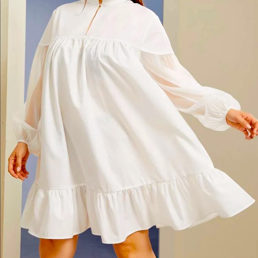 White Frill Sheer Dress